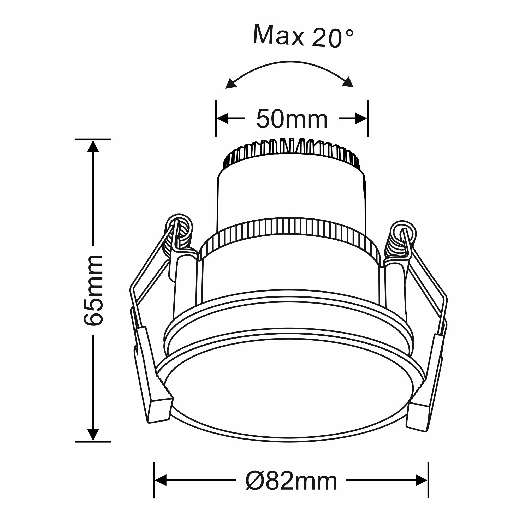 DM201633  Bania A 8S 8W ,180mA 480lm 4000K 60° LED Engine, Gold IP20 Adjustable Recessed Spotlight , 5yrs Warranty